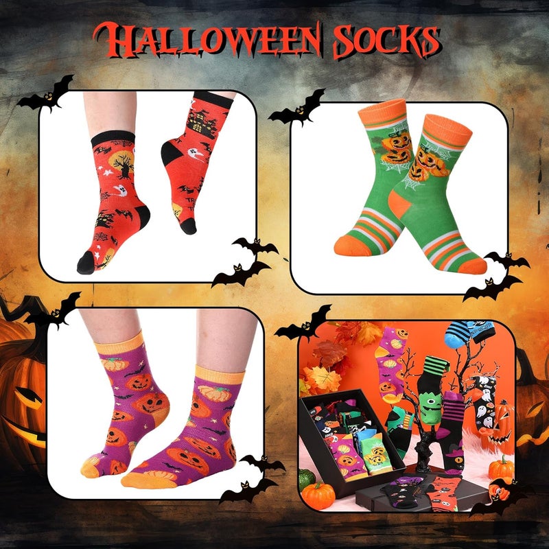 Shinymoon 12 Pairs Kids Halloween Socks Novelty Socks Cotton Crew Socks for Boys Girls Holiday Funny Crazy Gifts - Image 3